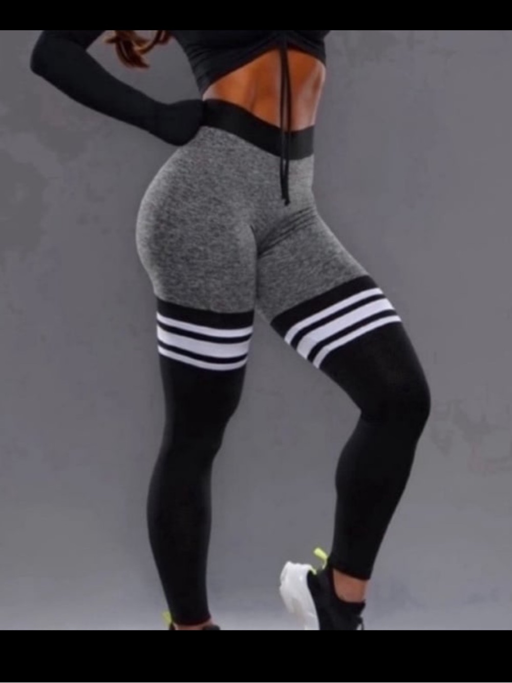 Bombshell Sportsweat Black and White Thigh High Legging Small